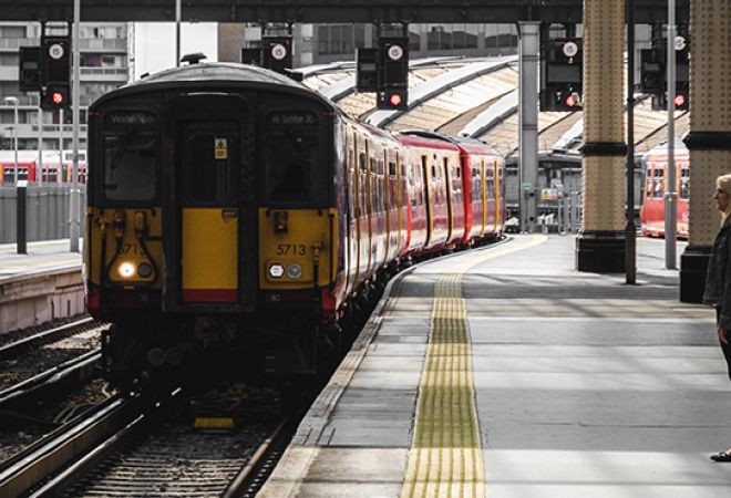 Woman waiting on a train platform