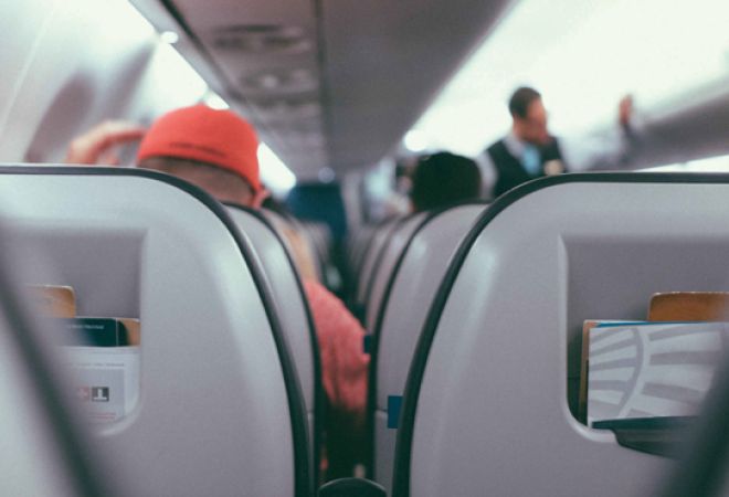 Inside an airplane
