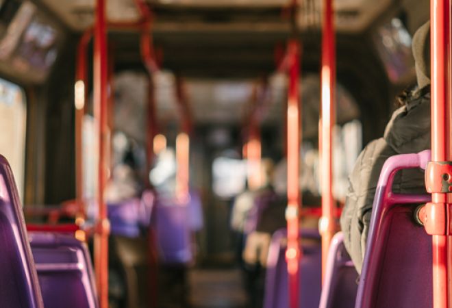 Inside a bus