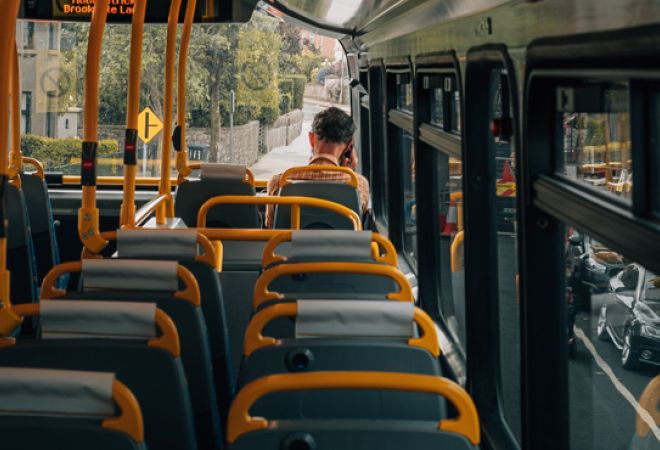 Man alone on a bus